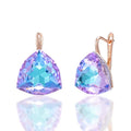 Colorful Stone Women's Drop Earrings in Rose Gold - Geometric Zircon Jewelry