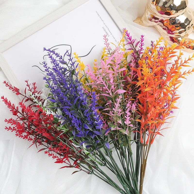 Artificial Lavender Flower Plant Bouquet for Wedding & Home Decor - 35cm