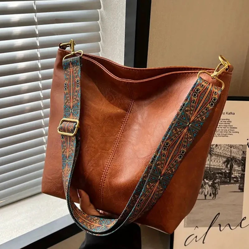 Women's Solid Color Tote Bag with Zipper Shoulder Strap - Casual Versatile Daily Carryall