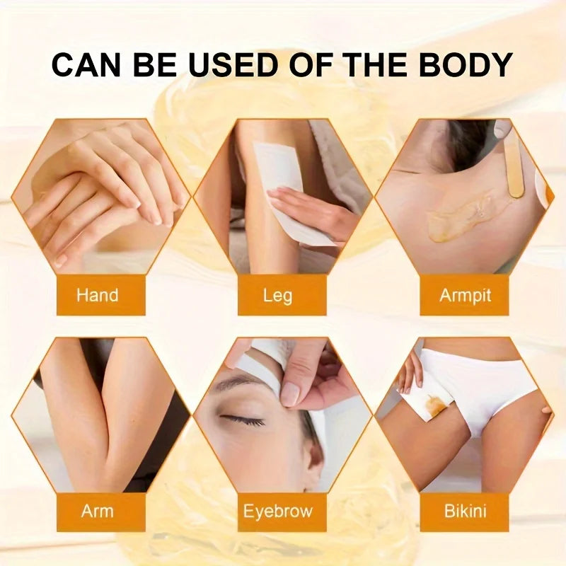 Depilatory Wax Hair Removal Kit for Arms Legs Face & Underarms - Painless Sugaring 120g