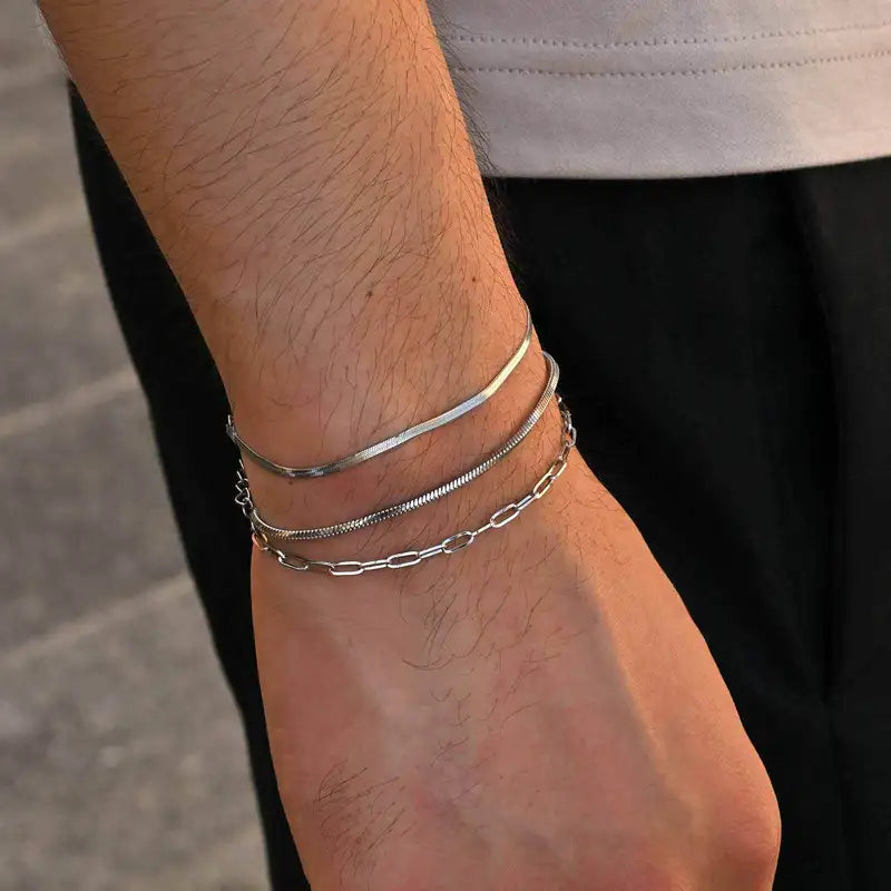 Men Women Stainless Steel Chain Bracelet Twisted Rope Minimalist Jewelry Gift