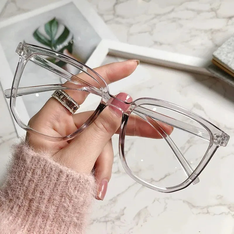 Anti-Blue Light Glasses for Women with Retro Flat Frame - Multiple Lens Colors