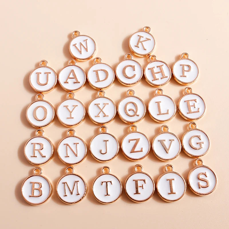 10pcs Mini White Alphabet Charms for DIY Jewelry Making - Name Necklace & Bracelet Pendants
