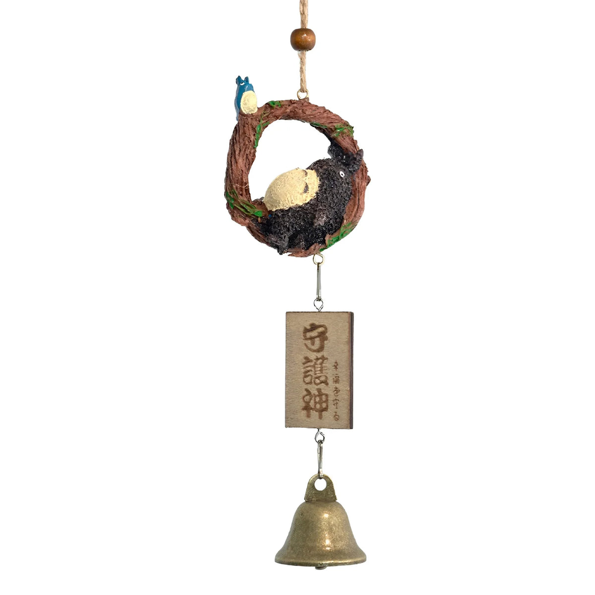 Japanese Copper Wind Chime Bell Outdoor Decor Sleepy Cat Design 30cm
