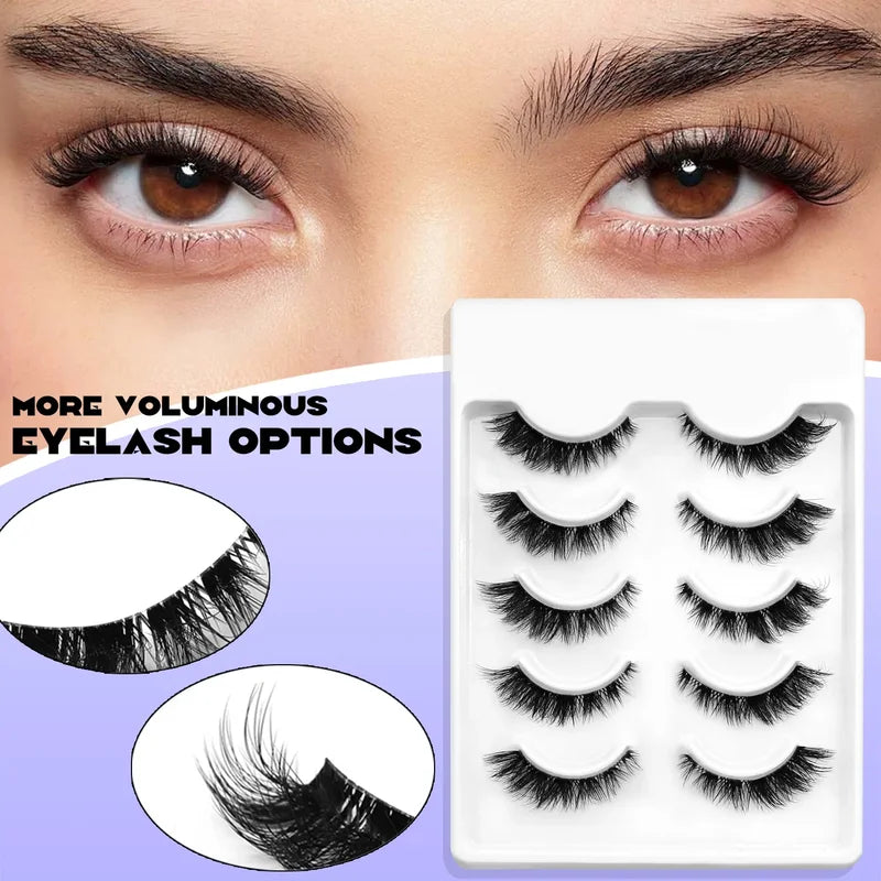 Veltrinay Faux Mink False Eyelashes Natural Look Wispy Winged Eye Makeup