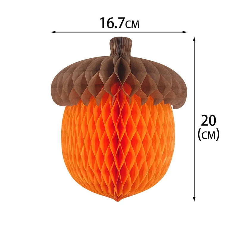 3-Pack Pumpkin Chestnut Honeycomb Decorations for Thanksgiving Halloween Party