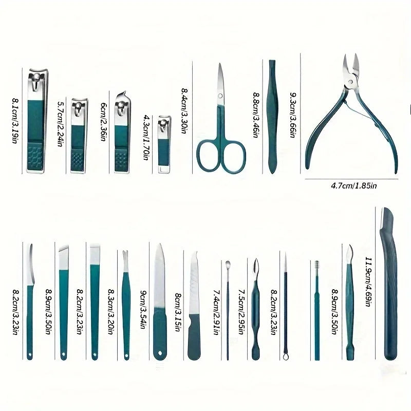 7-18 Piece Stainless Steel Nail Care Kit with Travel Case - Manicure & Pedicure Set
