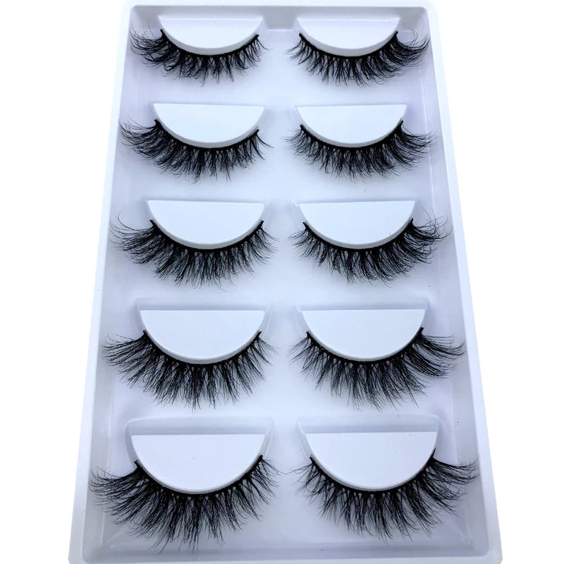 5 Pairs Fluffy 3D Mink False Eyelashes Makeup Kit for Natural Lash Extension