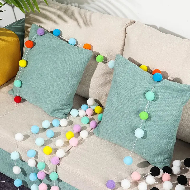 Colorful Felt Ball Pendant Garland 2.5m Nursery Room Decor DIY Hanging String