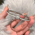 Silver Color Stainless Steel Bangle Bracelet for Women Girls - Waterproof Fashion Jewelry Gift