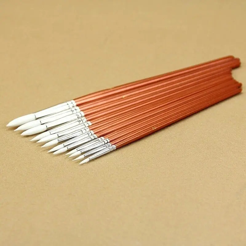 12-Piece Watercolor and Acrylic Paint Brushes Set for Artists - Fine Red Pearl Wood Handles