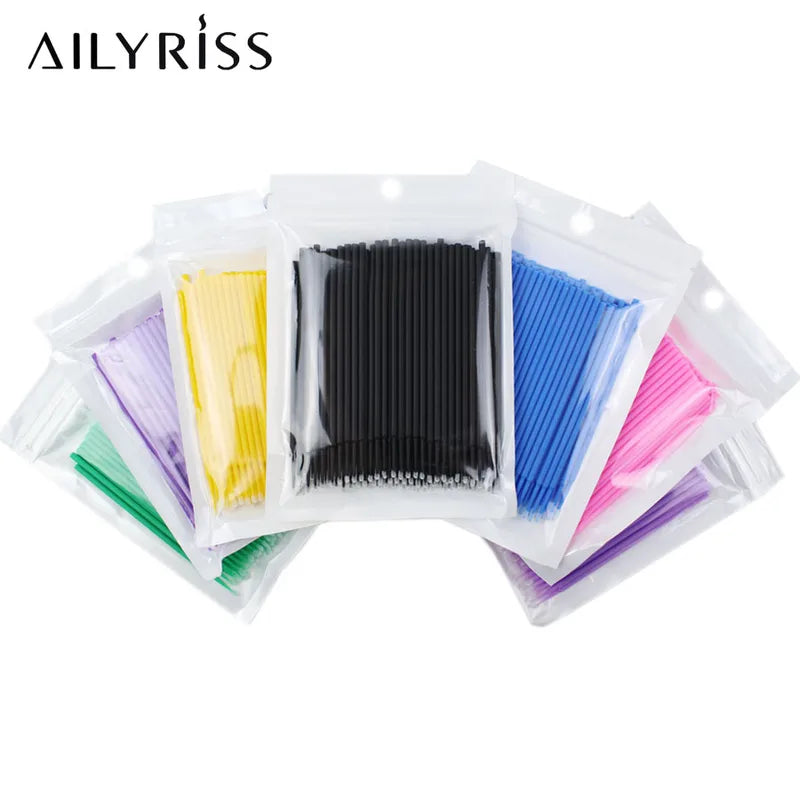 Disposable Eyelash Brushes Swab 100pcs Micro Applicators for Eyelash Extensions
