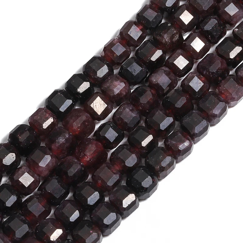 Natural Stone Garnet Beads Square Spacer Beads for Jewelry Making - Dark Red
