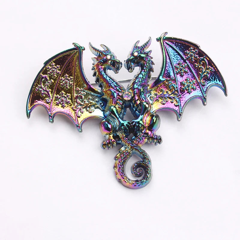 Double Head Dragon Brooch Jewelry for Women Men Wedding Party Accessories