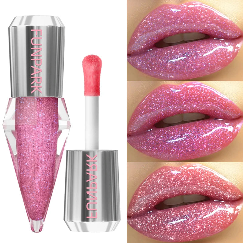 Moisturizing Lip Gloss with Glitter and Shimmer - Long Lasting Lip Oil for Care & Plumping - Multiple Colors