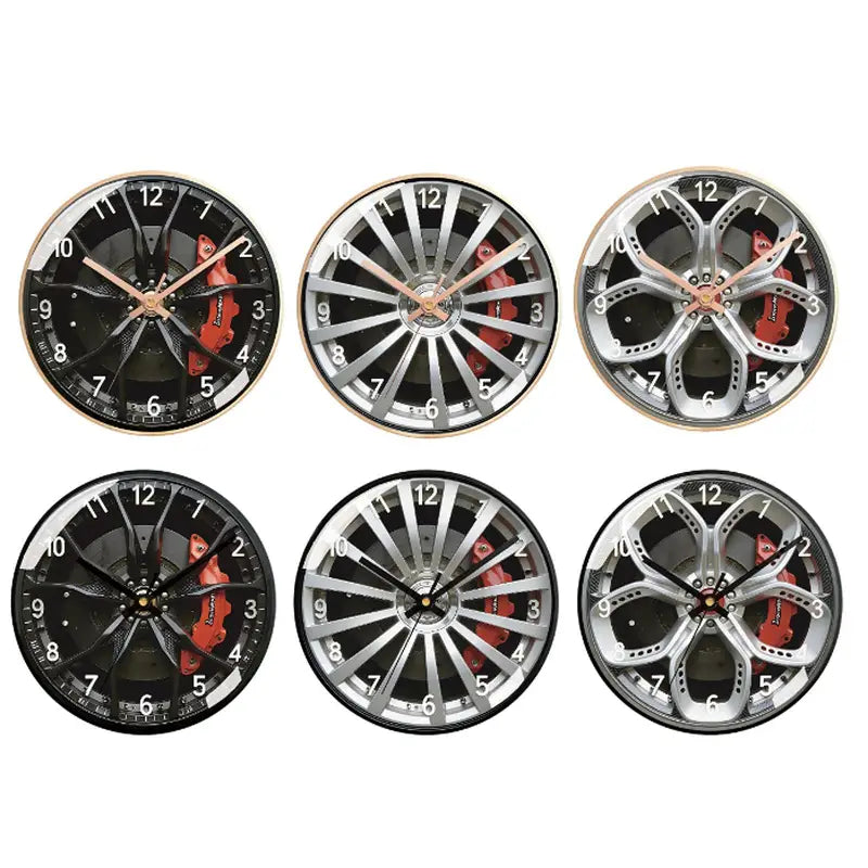 Modern Wall Clock with Car Wheel Tire Design - Silent Round Home Decor