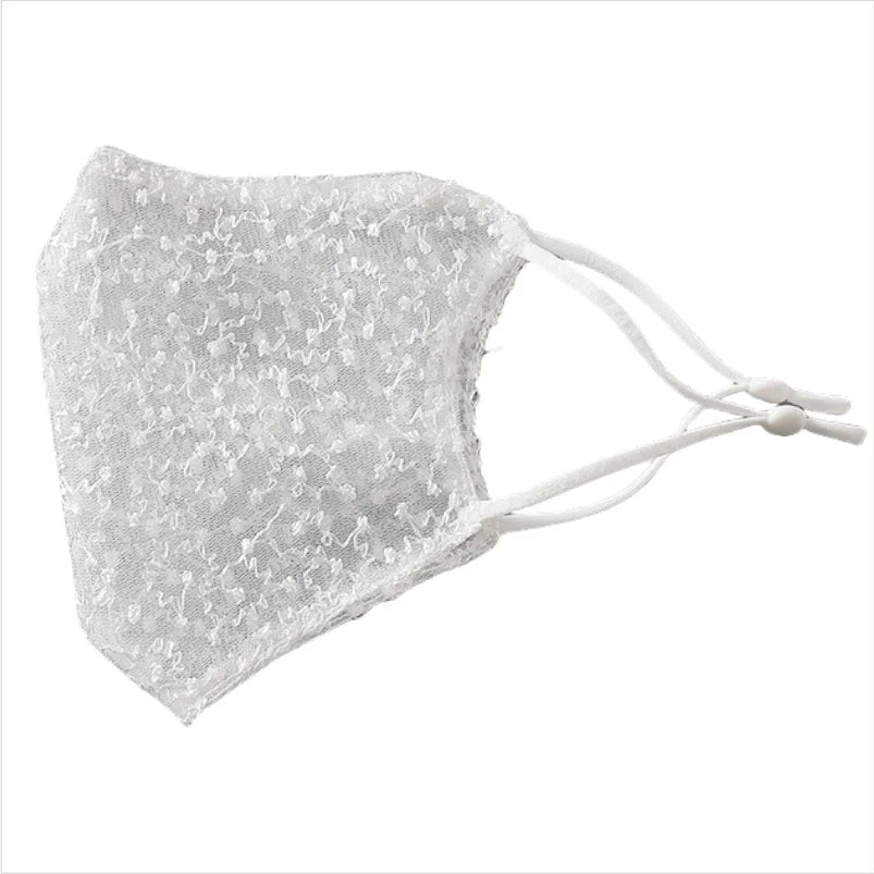 Reusable Breathable Face Mask with Lace Design - Multiple Colors, Cosplay & Outdoor Use