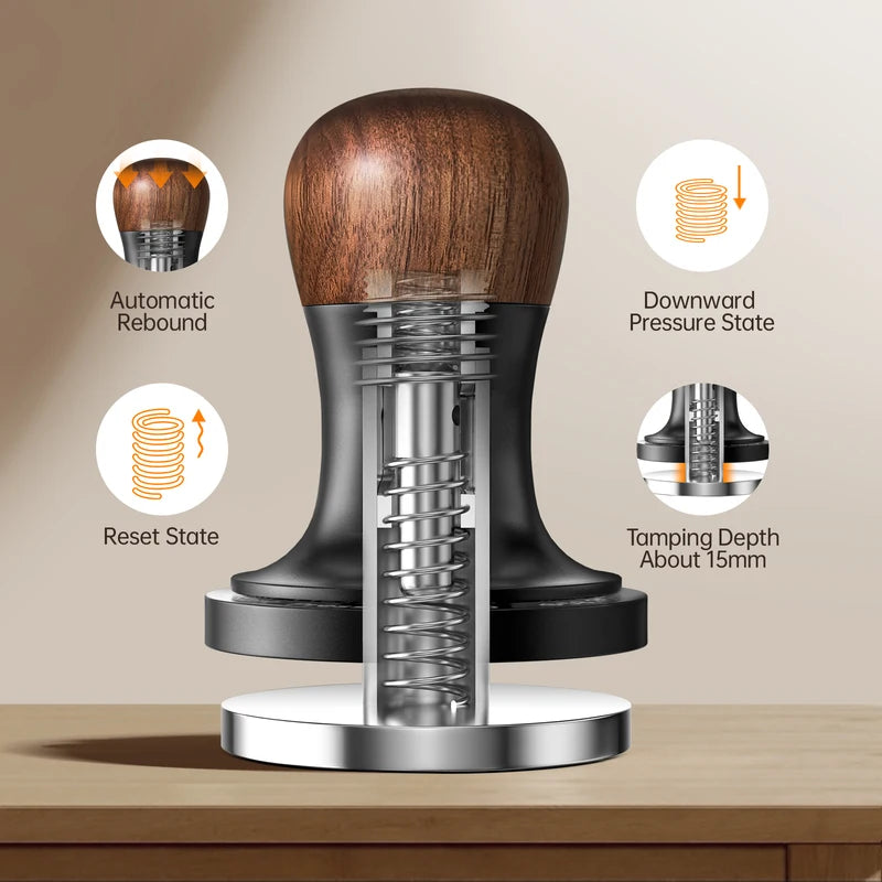 Professional Espresso Coffee Tamper with Spring Loaded Calibration and Sound Feedback