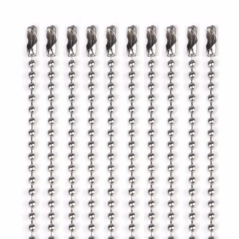 Stainless Steel Ball Chain Necklace & Keychain Set - 10pcs, 15cm-75cm