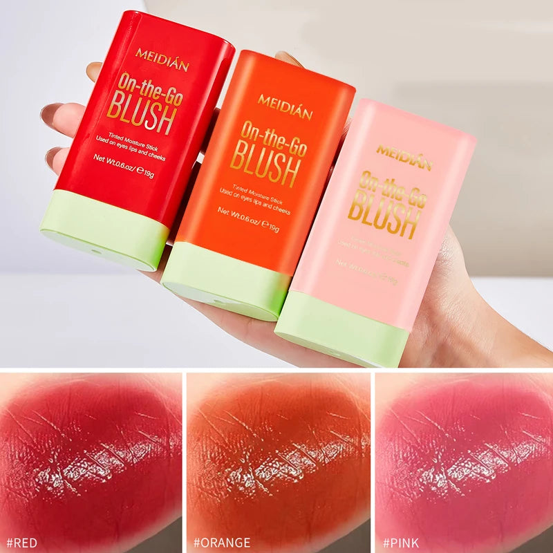Waterproof Powder Blusher Stick - Vibrant Multi Color Options for Daily Makeup