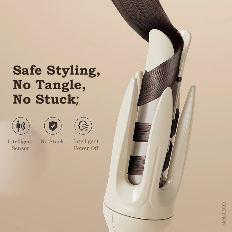 Automatic 28mm Negative Ion Curling Iron with Ceramic Barrel and LCD Display