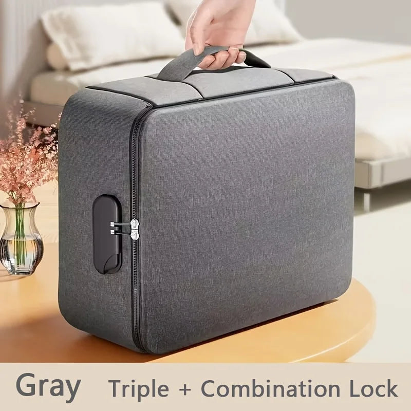 Large Capacity Portable Family Storage Bag with Anti-Theft Password Lock - Durable Document Organizer