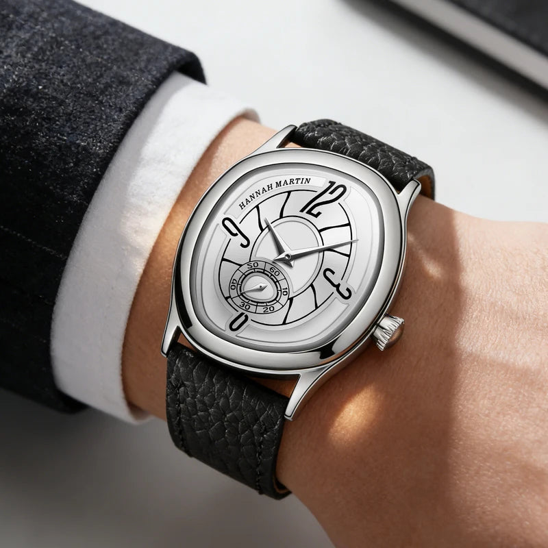 Genuine Leather Business Quartz Watch Men Waterproof Steel Movement Casual