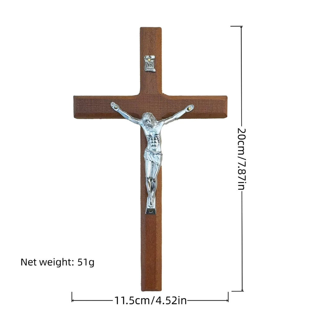 Hand Carved Wooden Cross Wall Hanging Religious Decor for Home & Gift