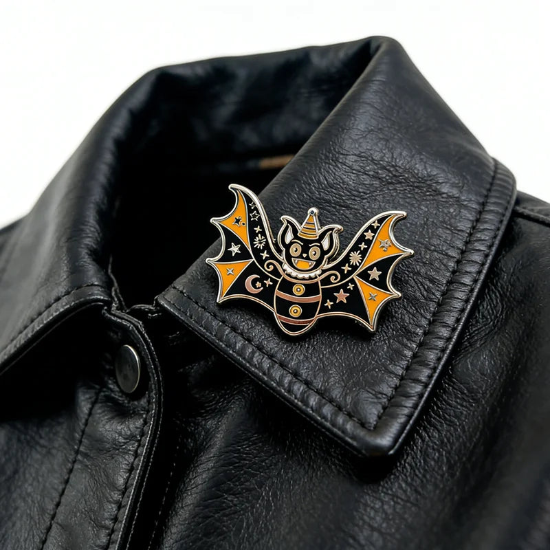 Halloween Bat Enamel Brooch Star Moon Lapel Pin Cute Animal Jewelry Gift