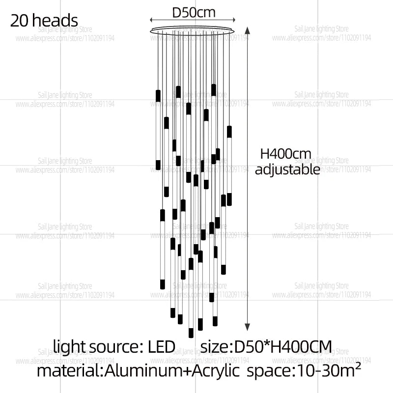 Modern LED Pendant Light Fixture for Living Room & Bedroom - Luxury Chandelier