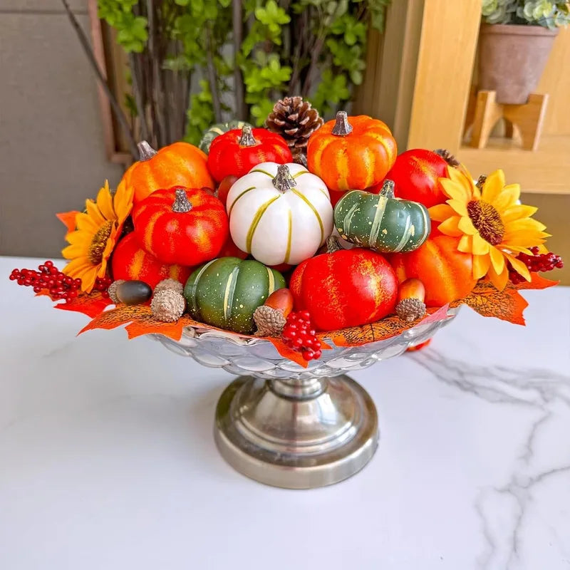 Mini Artificial Halloween Pumpkin Decor Set - 9pcs DIY Decorative Props