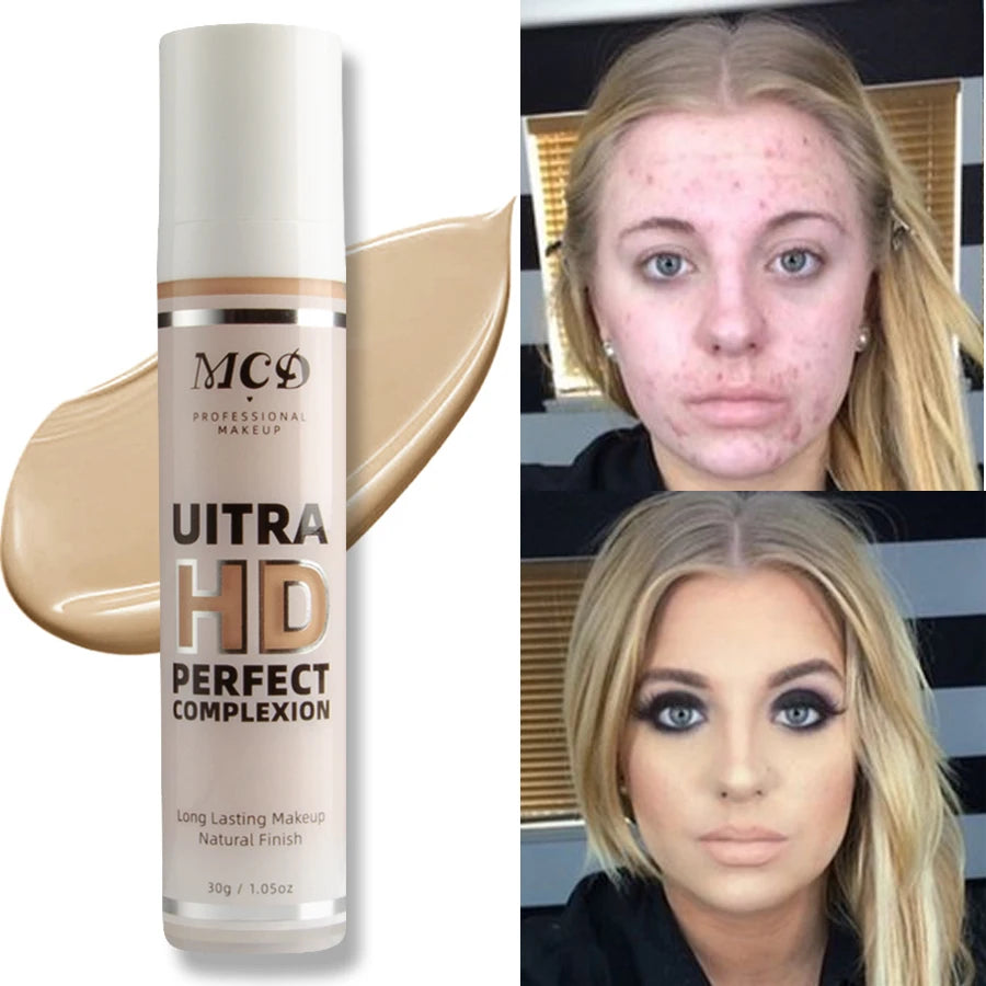 Full Coverage Liquid Concealer Foundation - Natural Matte Face Makeup 30g