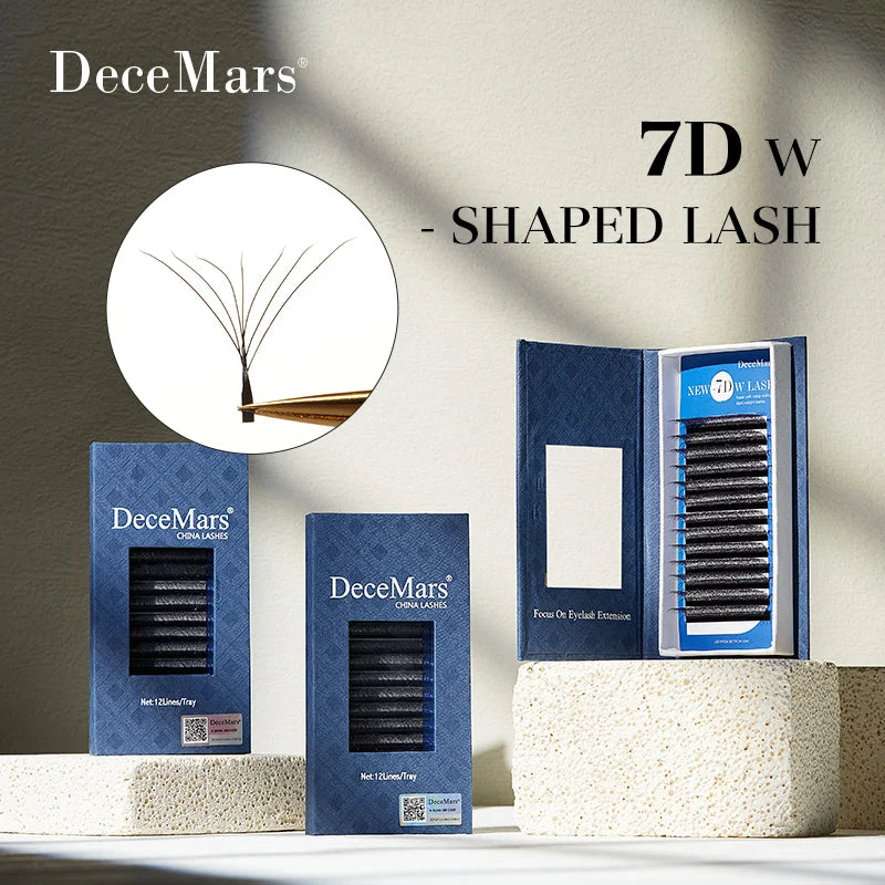 7D W Shaped Eyelash Extensions - 12 Lines Per Tray for Professional Lash Application