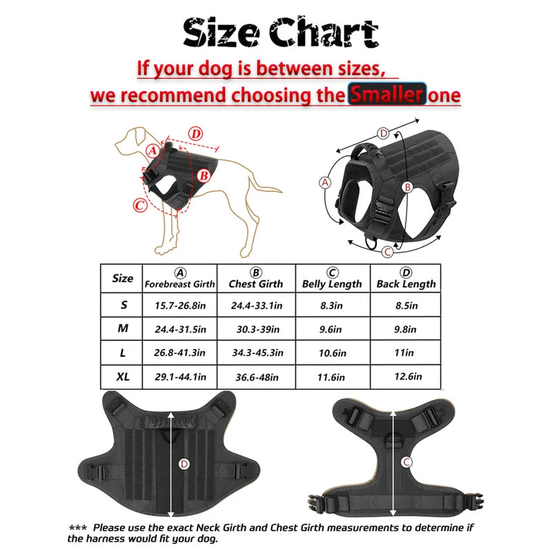 Tactical Dog Harness with Molle Pouches for Medium to Large Dogs - Adjustable Control and Security