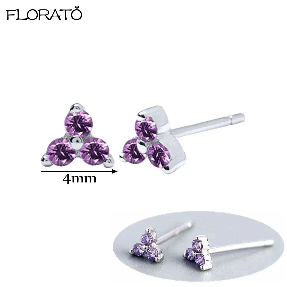 Sterling Silver Hoop Earrings for Women Small Elegant Jewelry with Purple Variant