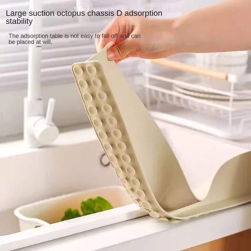Silicone Sink Baffle Splash Guard with Suction Cups - Water & Oil-Proof Kitchen Organizer