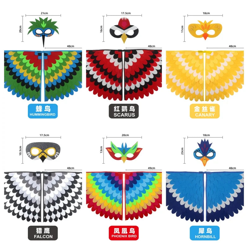 Children's Animal Costume Set with Wings and Mask for Halloween and Cosplay
