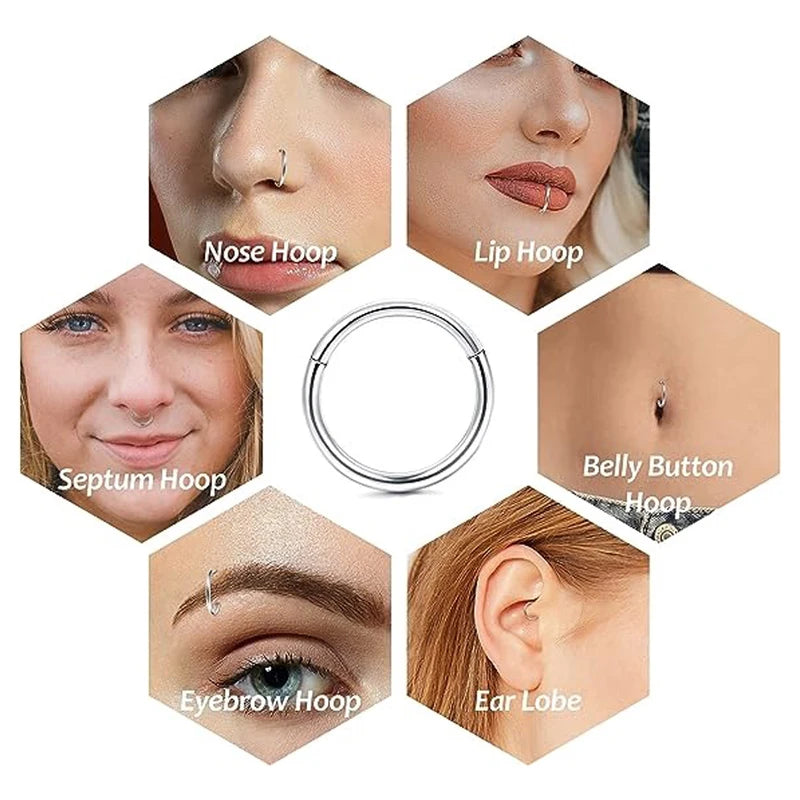 Large Size Septum Clicker Segment Hinged Ring Nose & Ear Piercing Jewelry