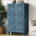 47-Inch Tall Accent Cabinet with Doors & Storage - Blue