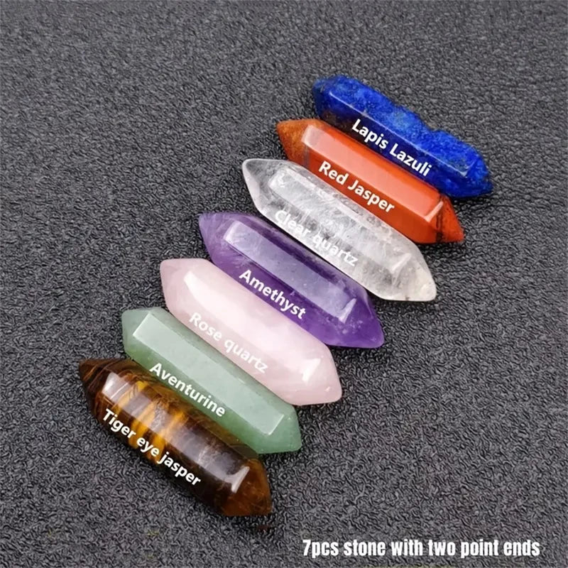14-Piece Crystal Chakra Healing Stones Set with Rose Quartz Hexagon Gems for Meditation & Bedroom Decor
