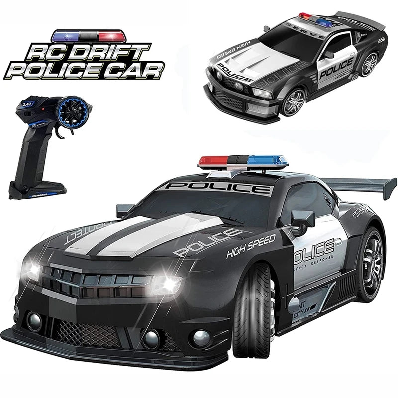 1/12 Scale Remote Control Police Car with Lights - Fast Drift Vehicle for Kids