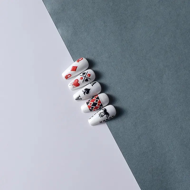 Poker Nail Art Stickers 5D Embossed Playing Card Nail Decals DIY Manicure