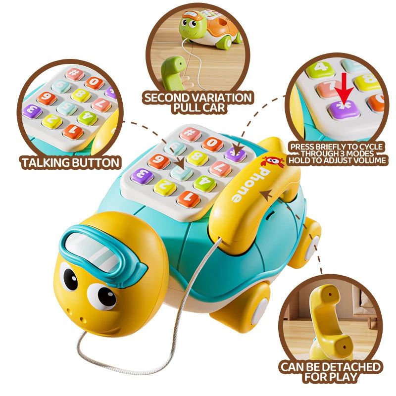 Multifunctional Baby Musical Toy Turtle Phone Electronic Piano Educational Toy for Toddlers