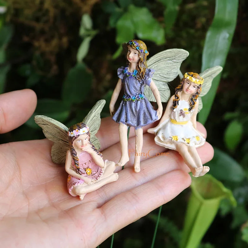 Mini Fairy Garden Figurines Resin Fairy Statue Set for Outdoor & Indoor Decor