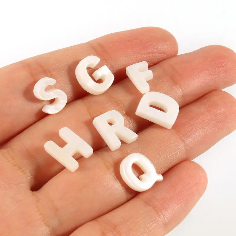 Natural Mother of Pearl Shell Beads Alphabet Charms for Jewelry Making - DIY Beads & Pendants