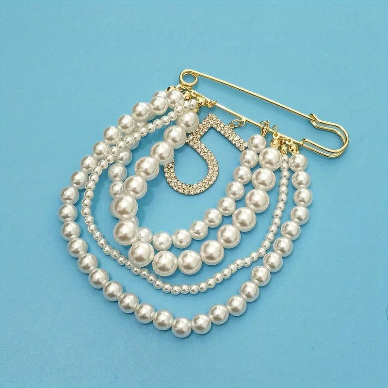 Elegant Pearl Tassel Crystal Brooch for Wedding & Party Accessories