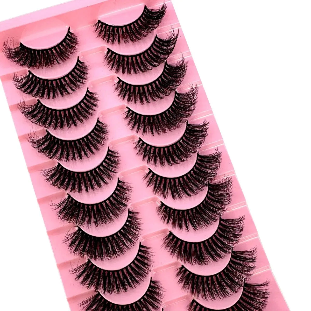 10 Pairs Dramatic Fluffy Faux Mink Cat Eye Lashes - Wispy Long Volume False Eyelashes