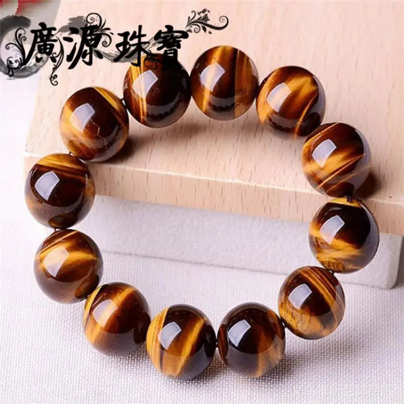 Vintage Nature Tiger Eye Stone Bracelet for Men with Buddha Charm - Elastic Gift Jewelry