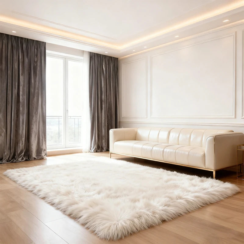 Fluffy Furry Area Rug 10x12 for Living Room & Bedroom - Shaggy Plush Rectangle Carpet
