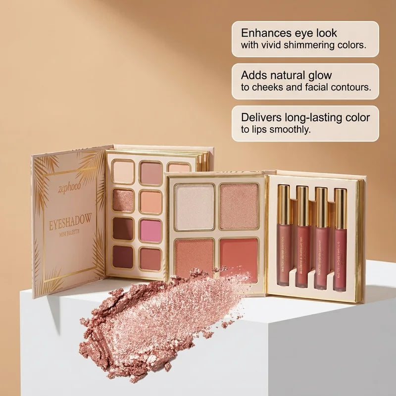 All-in-One Tropical Gilded Makeup Palette with Eye, Face, Lip & Highlighter Shades